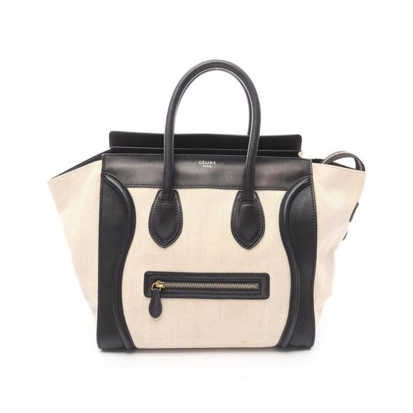 Celine Luggage Mini Shopper Canvas Leather Handbag - Picture 1 of 10